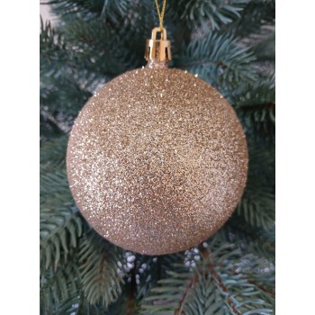 Новогодний шар "Блестки" Ø100мм бежевый, цена за набор 3шт